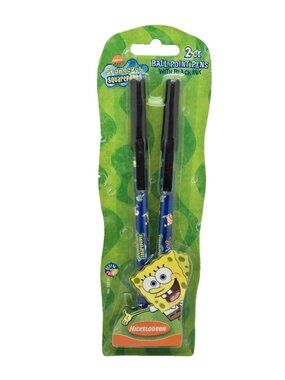 SpongeBob SquarePants Ball Point Pens 2 Pack Black Ink Kids Stationery New